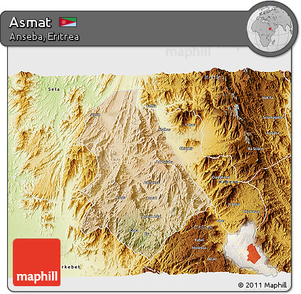 Satellite 3D Map of Asmat, physical outside