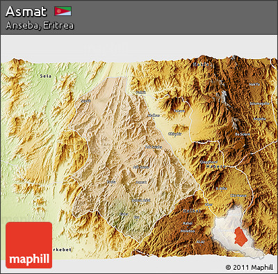 Satellite 3D Map of Asmat, physical outside