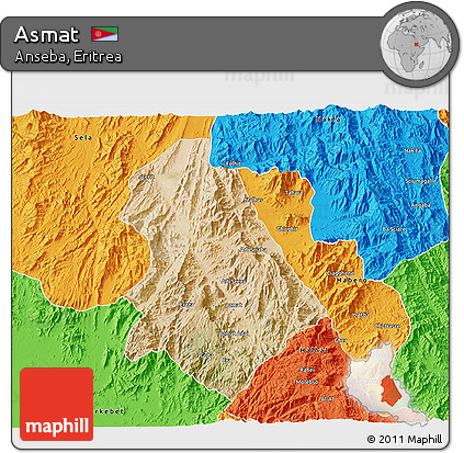 Satellite 3D Map of Asmat, political outside