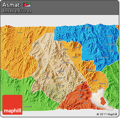 Satellite 3D Map of Asmat, political outside