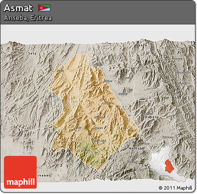 Satellite 3D Map of Asmat, semi-desaturated