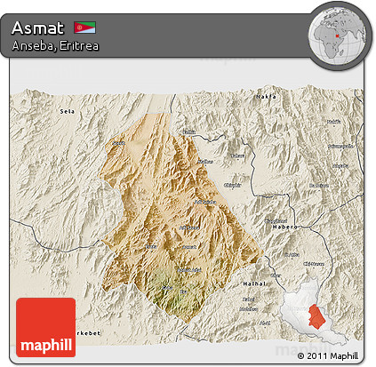 Satellite 3D Map of Asmat, shaded relief outside