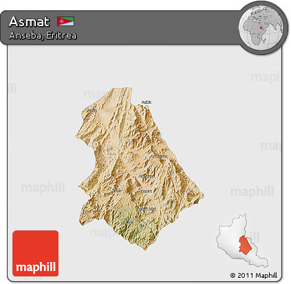 Satellite 3D Map of Asmat, single color outside