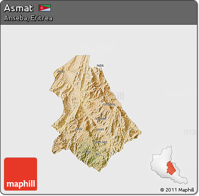 Satellite 3D Map of Asmat, single color outside