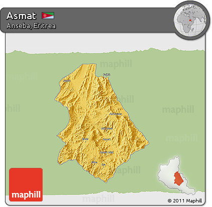 Savanna Style 3D Map of Asmat, single color outside