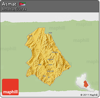 Savanna Style 3D Map of Asmat, single color outside