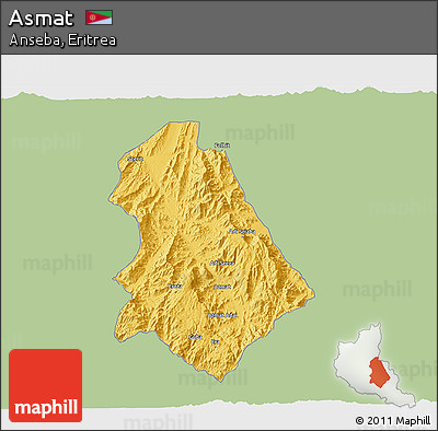 Savanna Style 3D Map of Asmat, single color outside