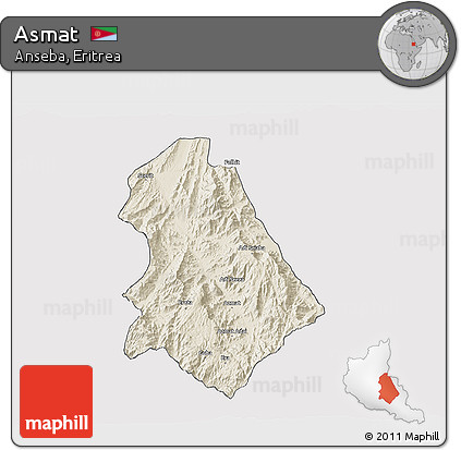 Shaded Relief 3D Map of Asmat, cropped outside