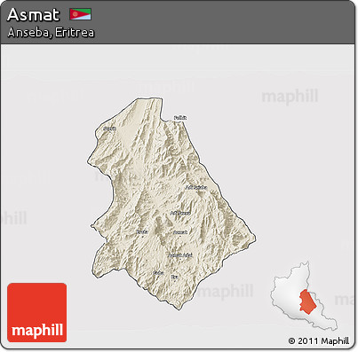 Shaded Relief 3D Map of Asmat, cropped outside