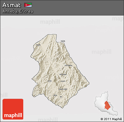 Shaded Relief 3D Map of Asmat, cropped outside