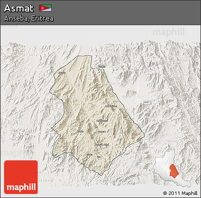 Shaded Relief 3D Map of Asmat, lighten
