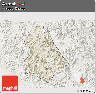 Shaded Relief 3D Map of Asmat, lighten