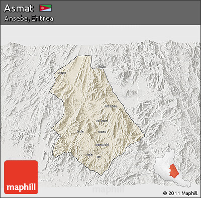 Shaded Relief 3D Map of Asmat, lighten, semi-desaturated