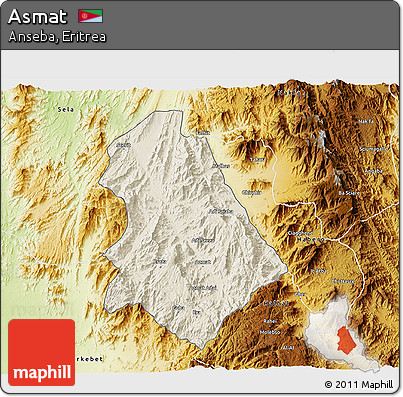 Shaded Relief 3D Map of Asmat, physical outside