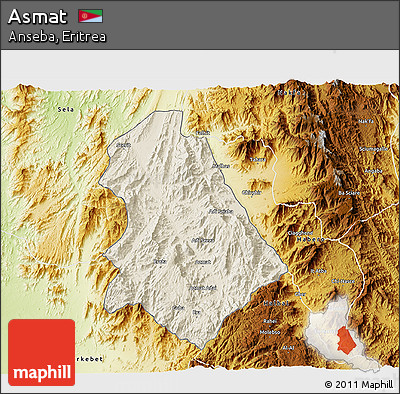 Shaded Relief 3D Map of Asmat, physical outside