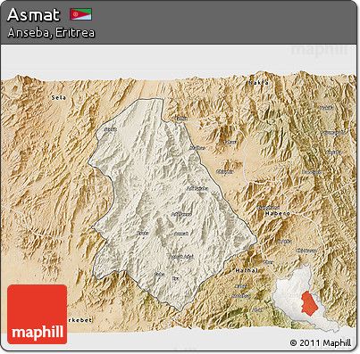 Shaded Relief 3D Map of Asmat, satellite outside