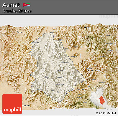 Shaded Relief 3D Map of Asmat, satellite outside