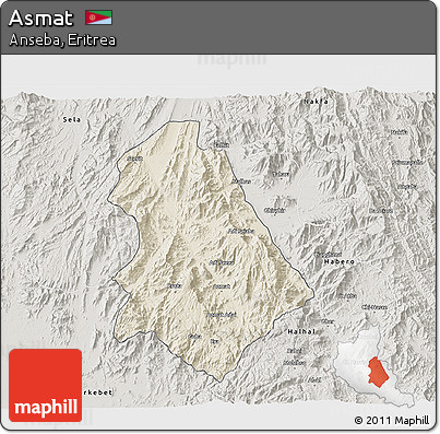 Shaded Relief 3D Map of Asmat, semi-desaturated