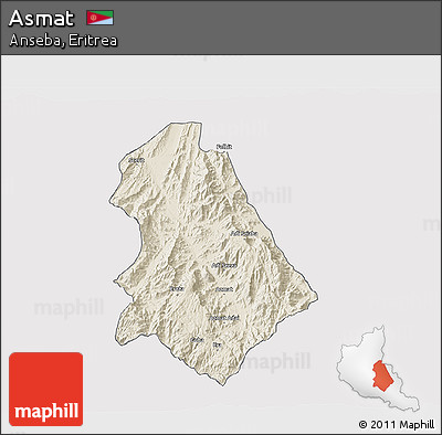 Shaded Relief 3D Map of Asmat, single color outside