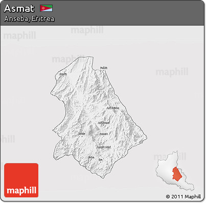 Silver Style 3D Map of Asmat, single color outside