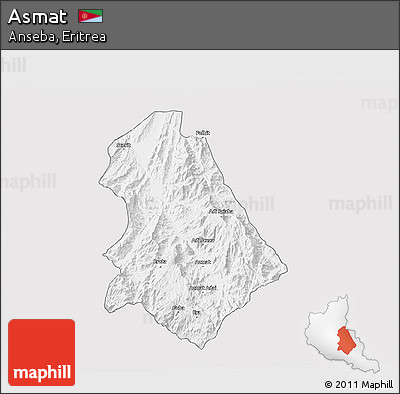 Silver Style 3D Map of Asmat, single color outside