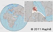 Gray Location Map of Asmat, highlighted country, highlighted parent region, within the entire country, hill shading