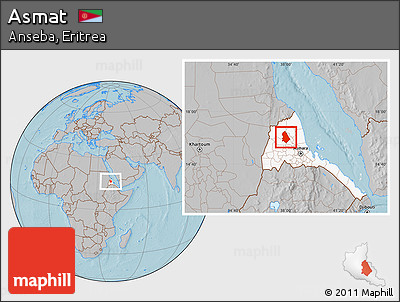 Gray Location Map of Asmat, highlighted country, hill shading