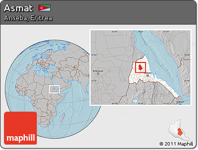 Gray Location Map of Asmat, highlighted country, hill shading