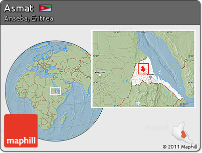 Savanna Style Location Map of Asmat, highlighted country, hill shading