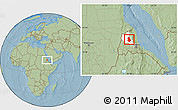 Savanna Style Location Map of Asmat, highlighted parent region, hill shading