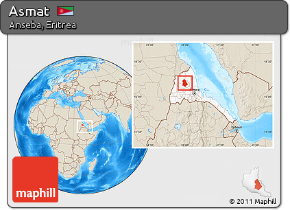 Shaded Relief Location Map of Asmat, highlighted country, within the entire country