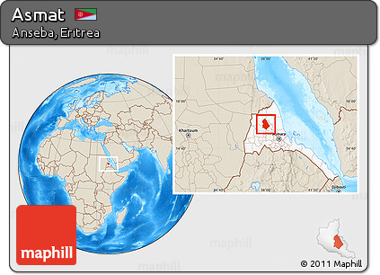 Shaded Relief Location Map of Asmat, highlighted country