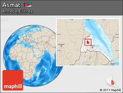 Shaded Relief Location Map of Asmat, highlighted country