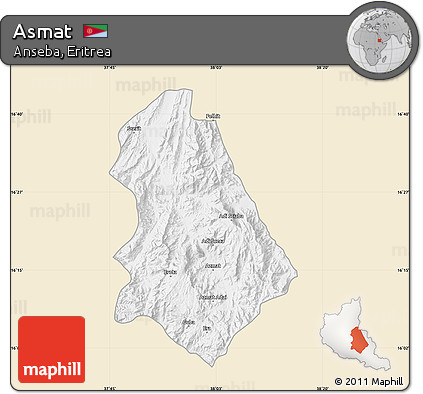 Classic Style Map of Asmat, single color outside