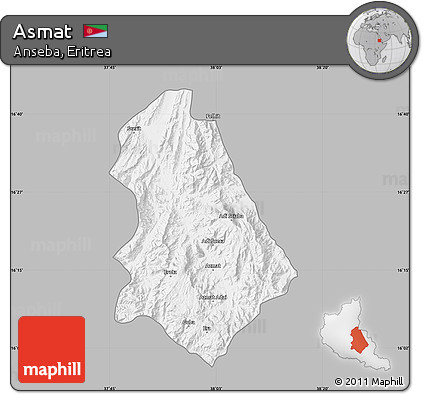 Gray Map of Asmat, single color outside