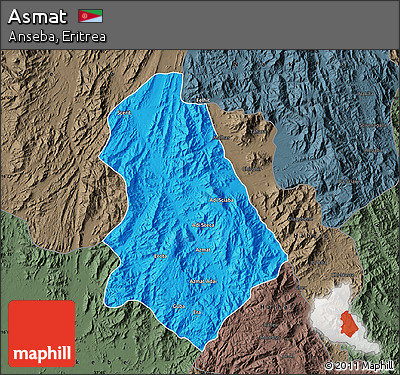 Political Map of Asmat, darken, semi-desaturated