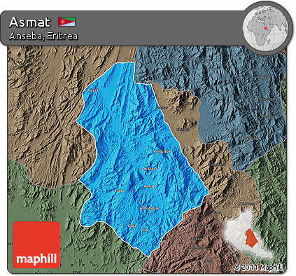 Political Map of Asmat, darken, semi-desaturated