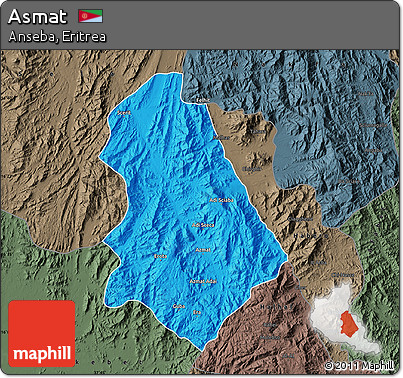 Political Map of Asmat, darken, semi-desaturated