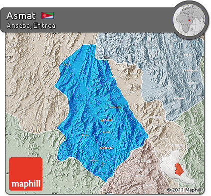 Political Map of Asmat, lighten, semi-desaturated
