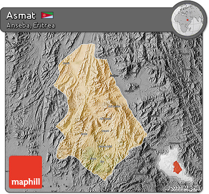 Satellite Map of Asmat, darken, desaturated