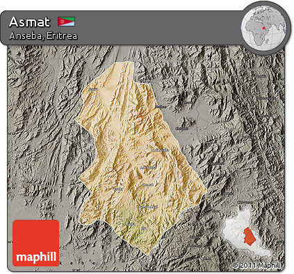 Satellite Map of Asmat, darken, semi-desaturated