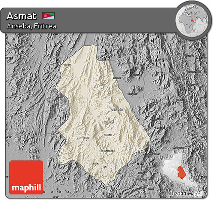 Shaded Relief Map of Asmat, darken, desaturated