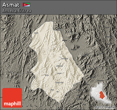 Shaded Relief Map of Asmat, darken