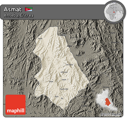 Shaded Relief Map of Asmat, darken