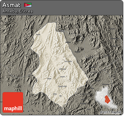 Shaded Relief Map of Asmat, darken
