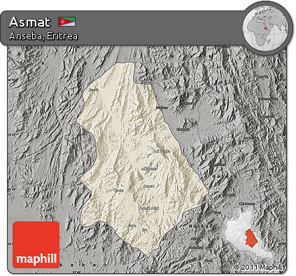 Shaded Relief Map of Asmat, darken, semi-desaturated