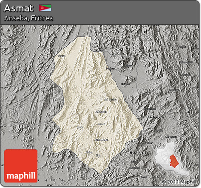 Shaded Relief Map of Asmat, darken, semi-desaturated