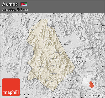 Shaded Relief Map of Asmat, desaturated