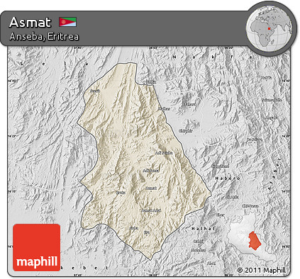 Shaded Relief Map of Asmat, desaturated