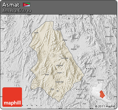 Shaded Relief Map of Asmat, desaturated